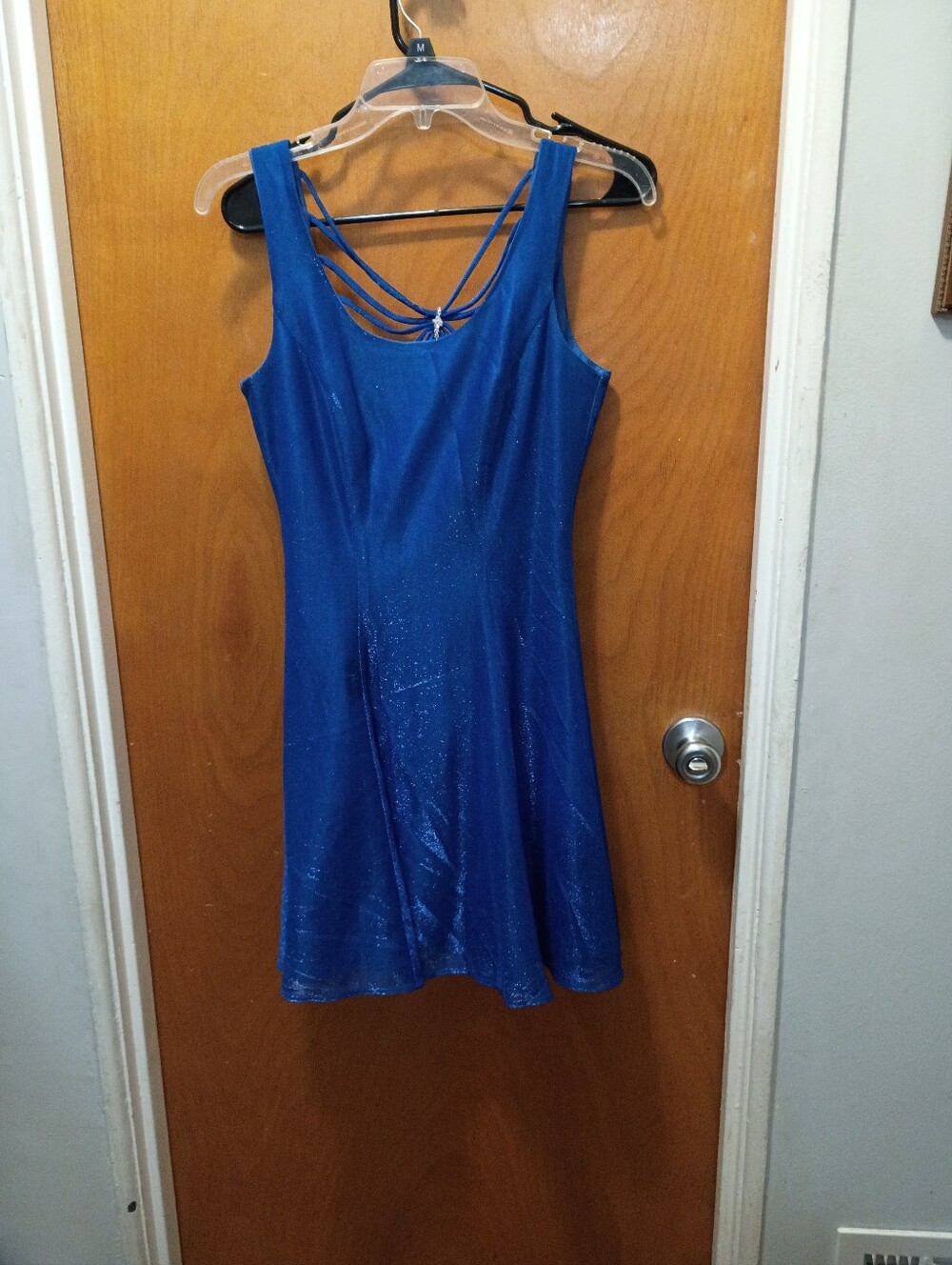Royal Blue Strappy Mini Dress with Subtle Shimmer